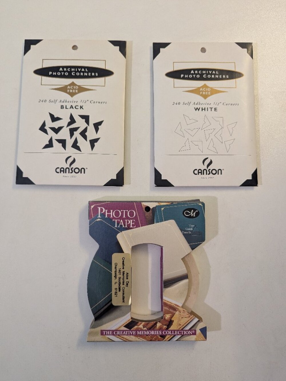 Lot of Archival Photo Corners (Black & White) & Photo Tape